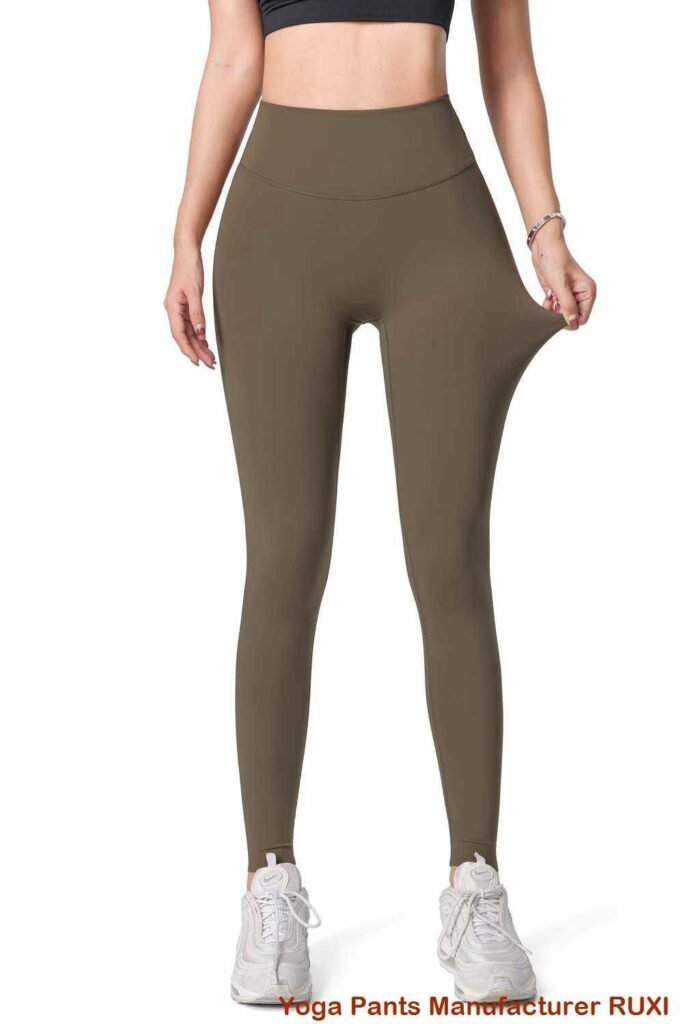 Beige High Waisted Gym Leggings RUXI za613